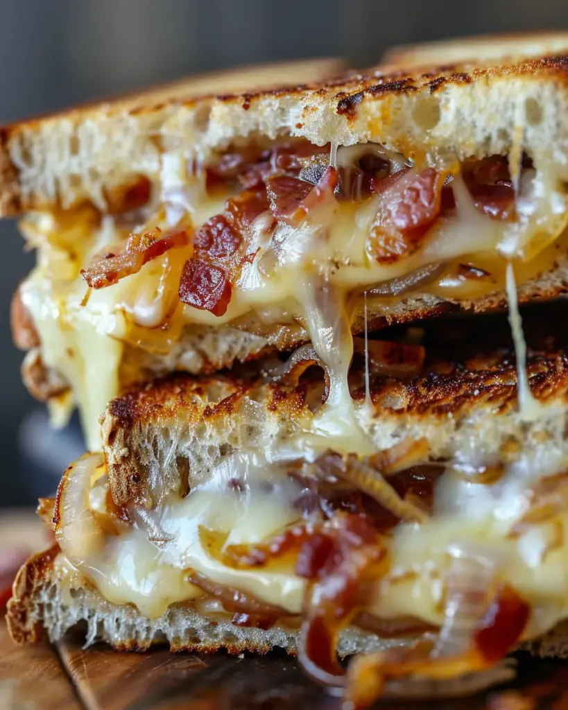 Indulge In Bacon And Caramelized Onion Grilled Cheese Sandwiches