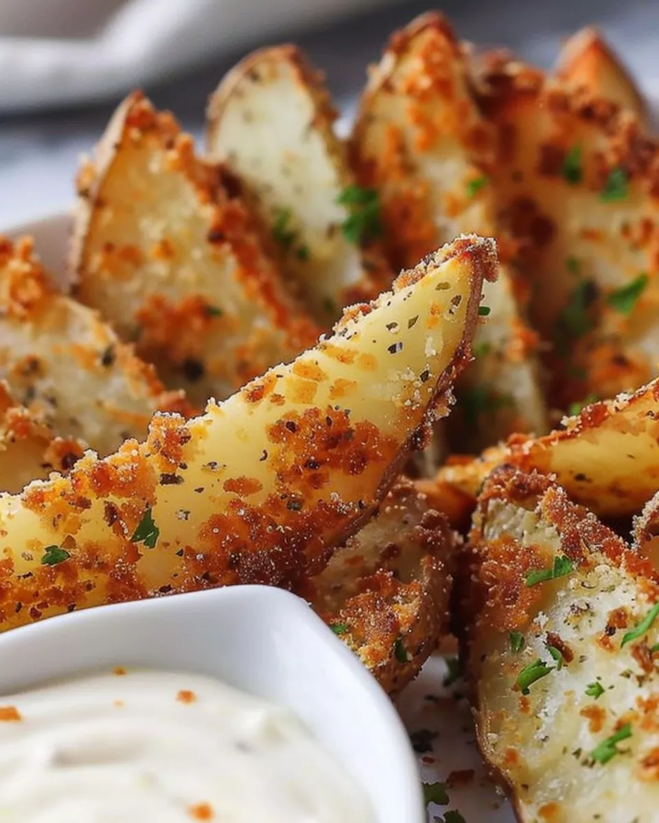 Crispy Baked Garlic Parmesan Potato Wedges