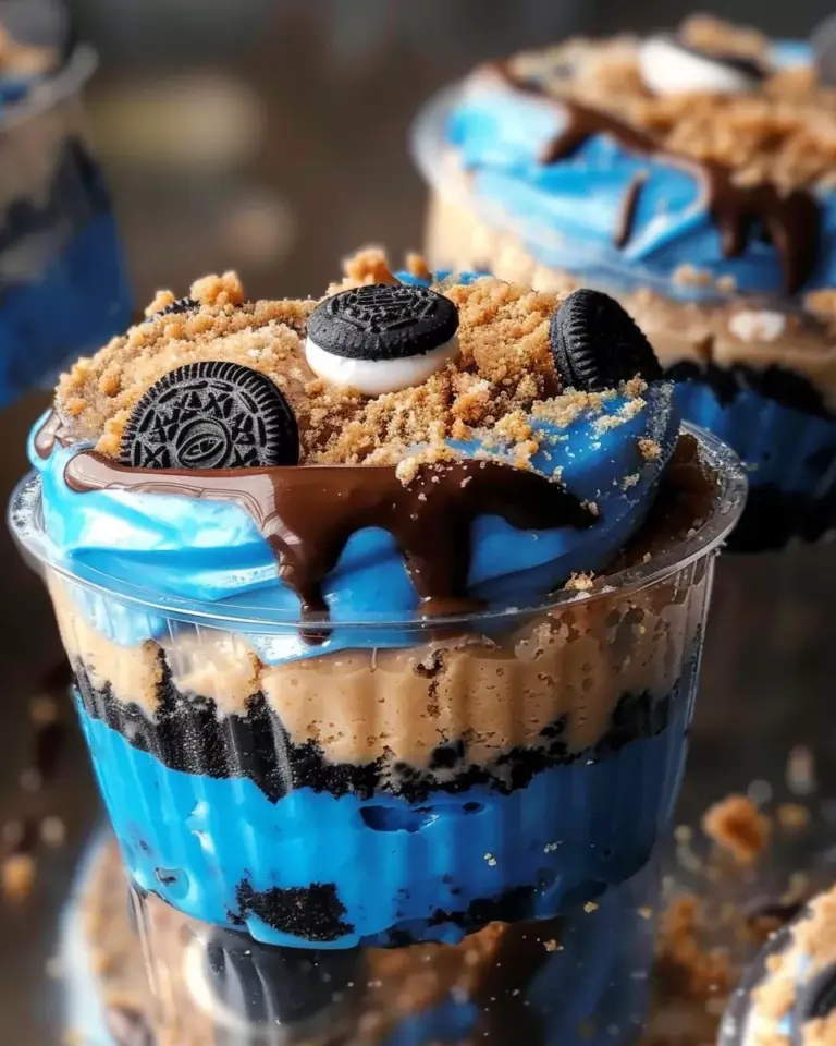 Cookie Monster Cheesecake Cups