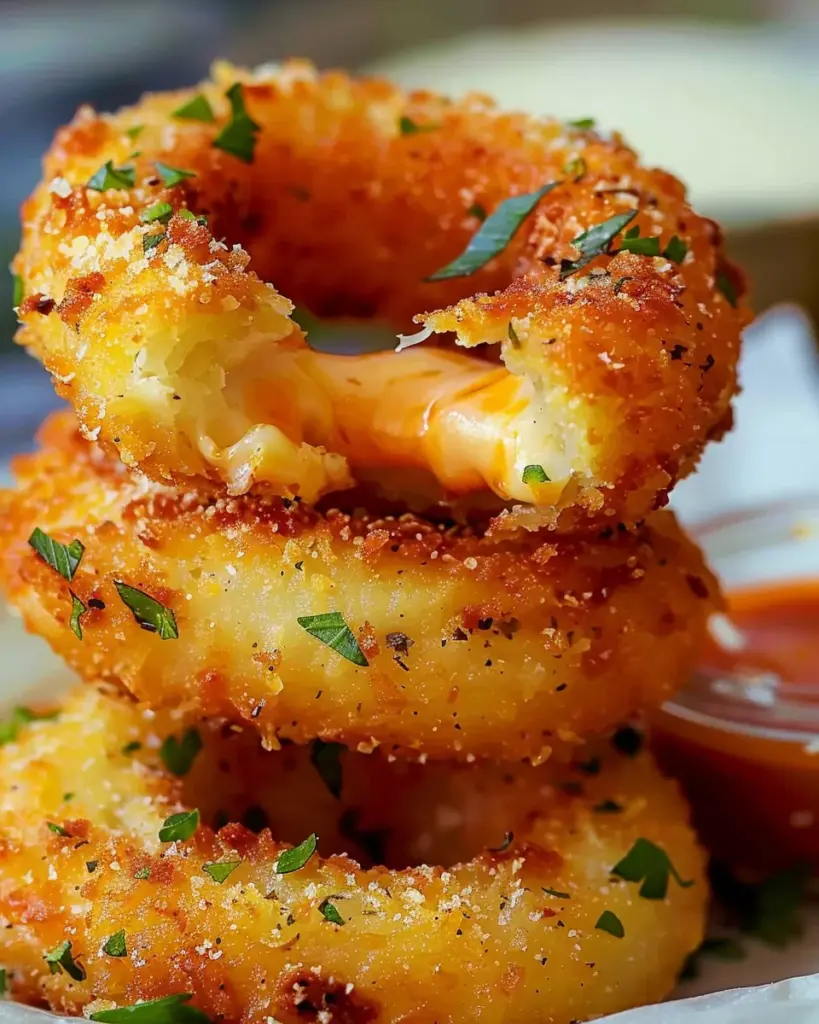 Cheesy Stuffed Mozzarella Onion Rings
