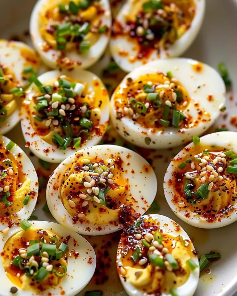 Spicy Chili Garlic Deviled Eggs