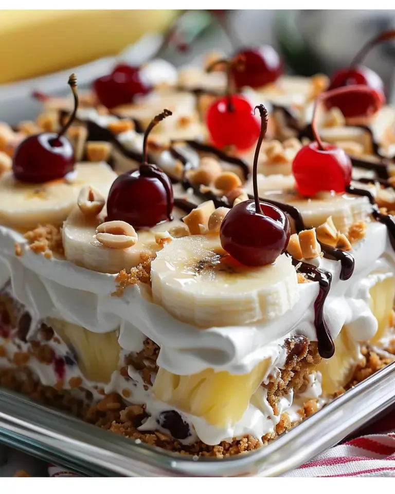 No Bake Banana Split Cake