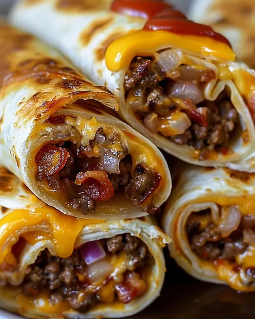 Ultimate Bacon Cheeseburger Tortilla Roll-ups