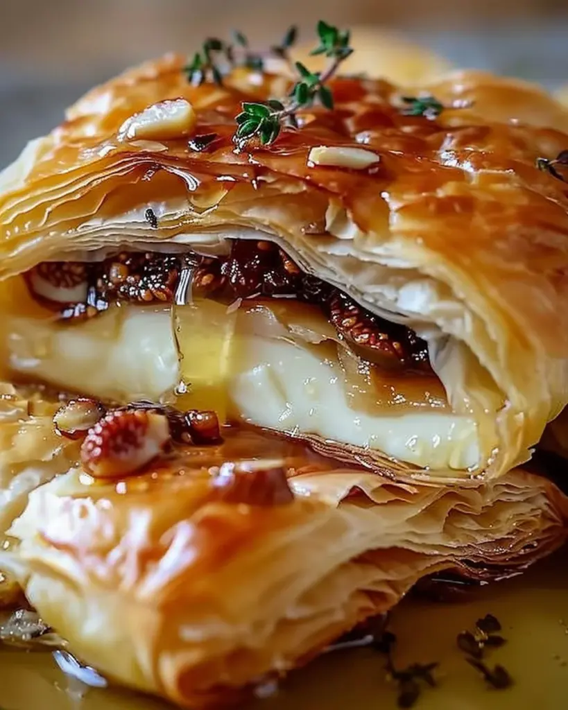 Baked Brie in Puff Pastry with Honey and Fig
