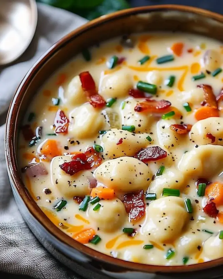 Creamy Bacon Cheddar Gnocchi Soup