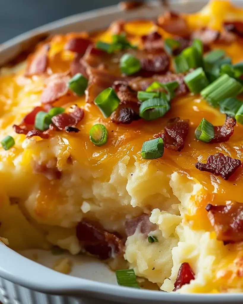 Bacon Cheddar Mashed Potato Casserole