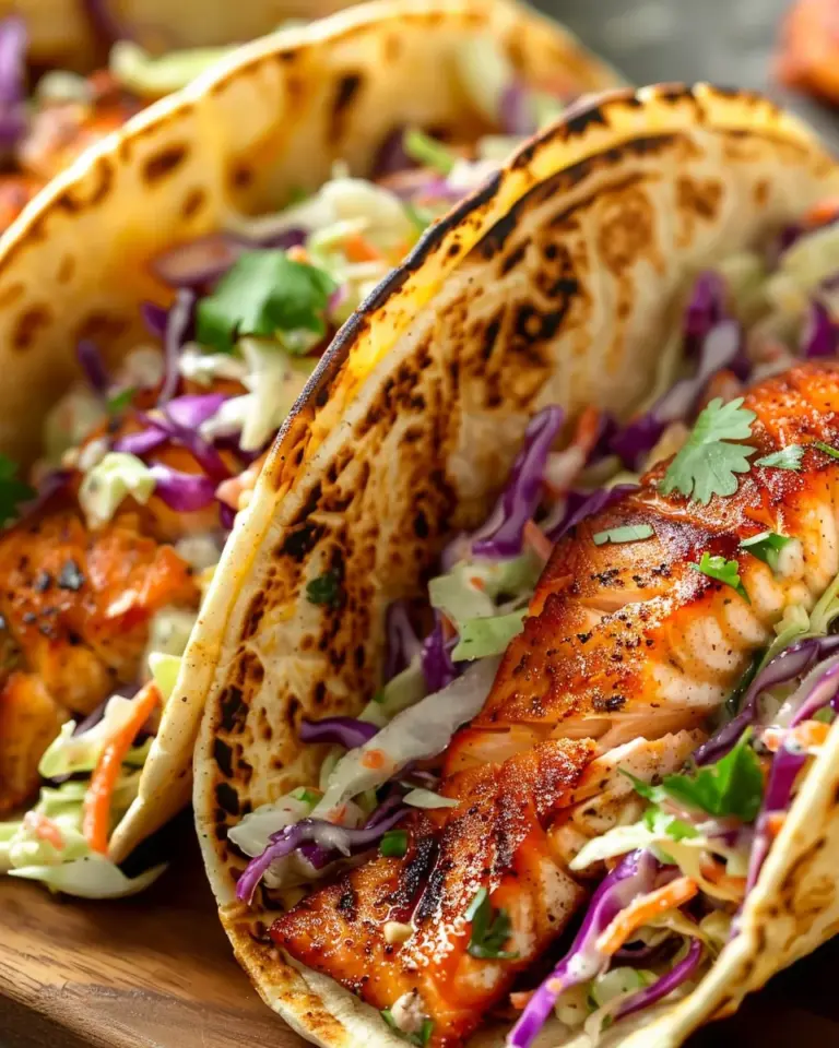 Air Fryer Salmon Tacos with Slaw