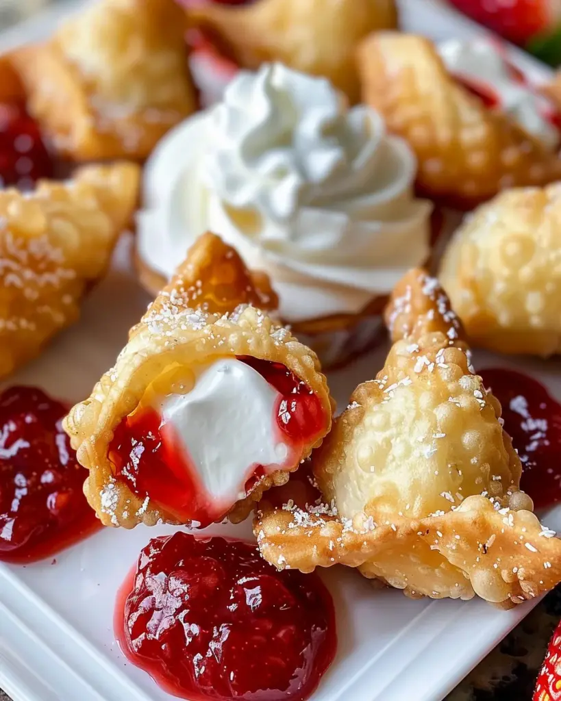 Deep-Fried Strawberry Cheesecake Stuffed Wonton Bites: Irresistibly Crispy!