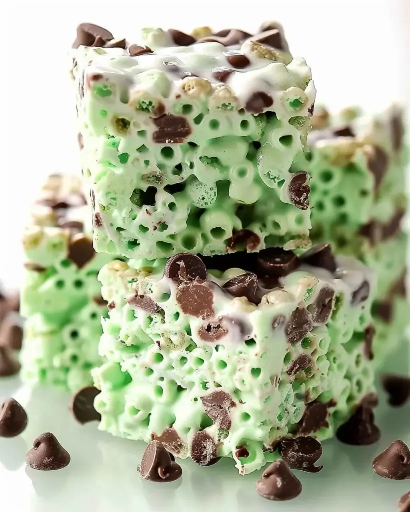 Mint Chocolate Chip Rice Krispie Treats