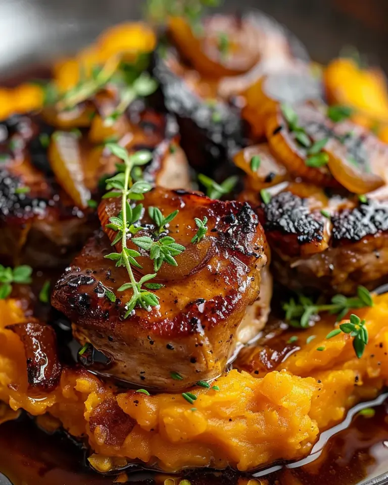 Apple Cider Pork with Mashed Sweet Potatoes Recipe