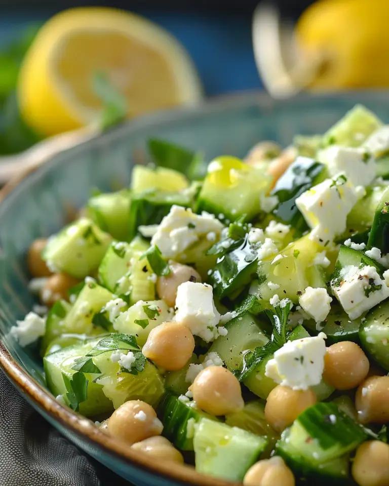 Cucumber Chickpea Feta Lemon