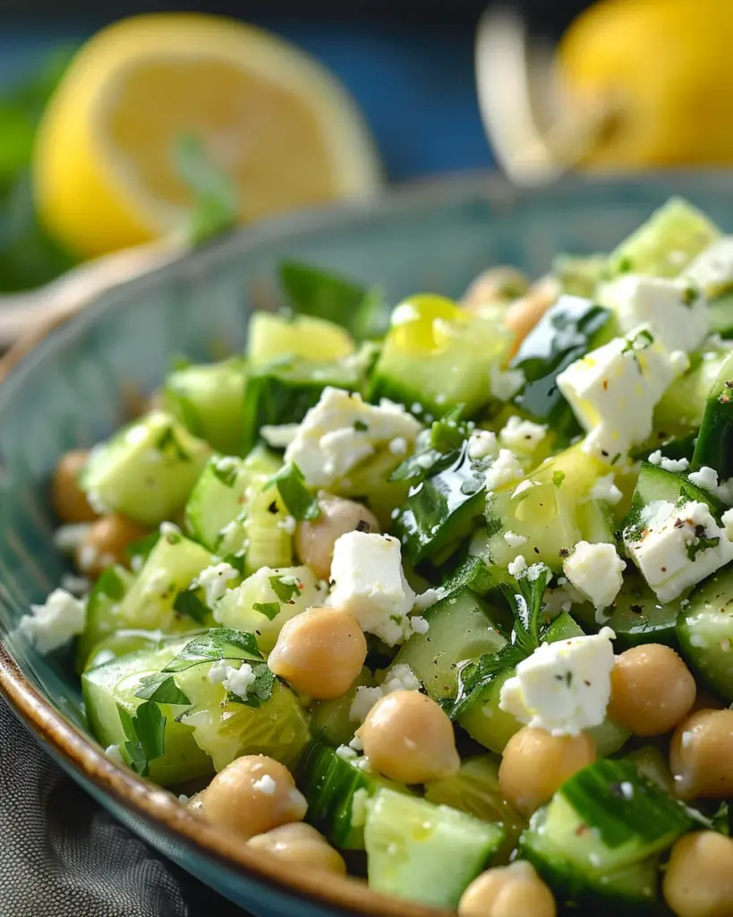Cucumber Chickpea Feta Lemon