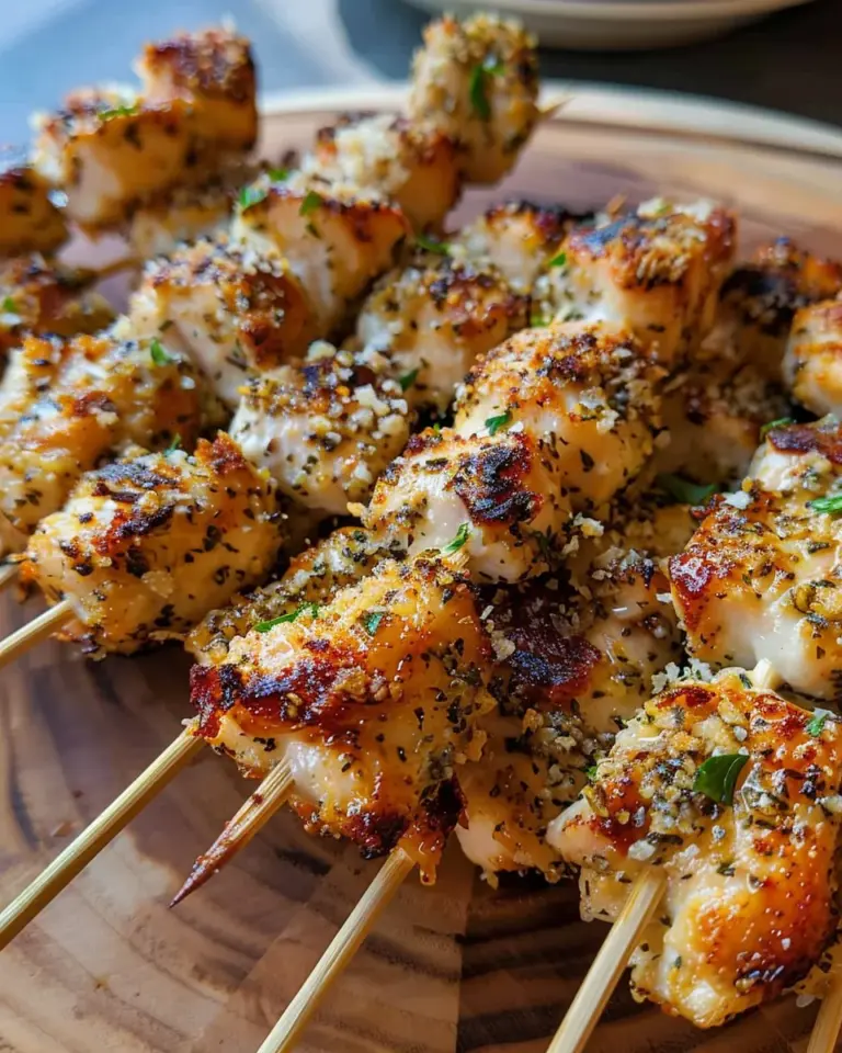 Crispy Air Fryer Garlic Parmesan Chicken Skewers – Irresistible!