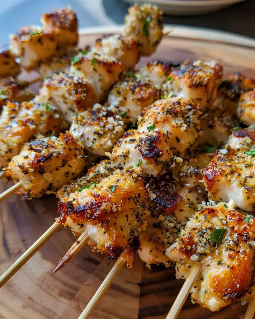 Crispy Air Fryer Garlic Parmesan Chicken Skewers – Irresistible!