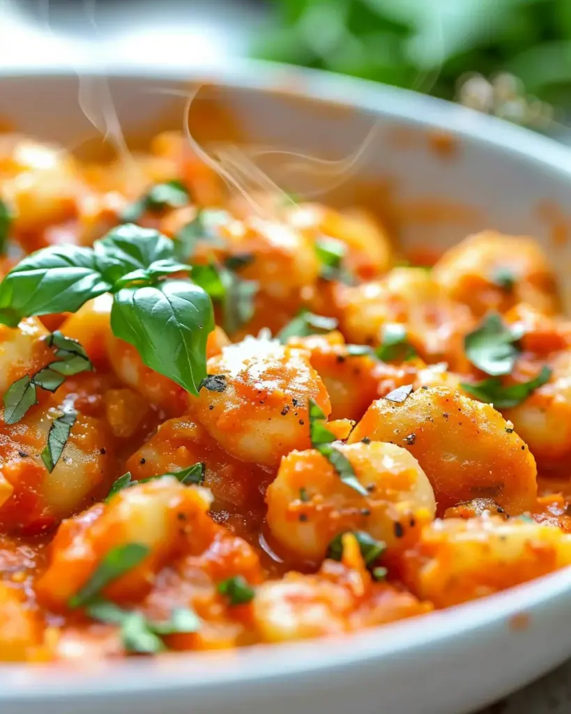 Gnocchi with Garlic Cream Tomato Sauce