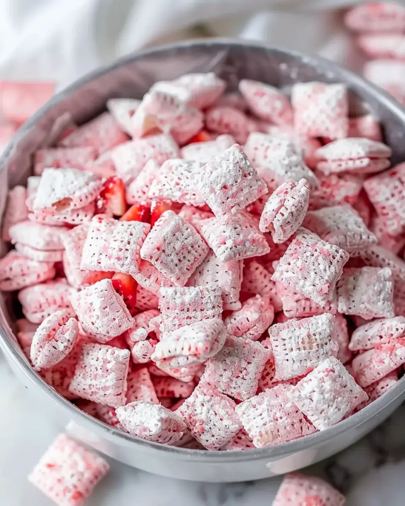 Easy Strawberry Shortcake Puppy Chow