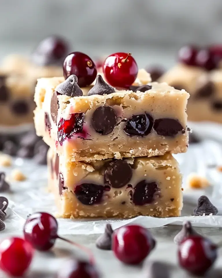 Decadent Chocolate Chip Maraschino Cherry Shortbread Bars