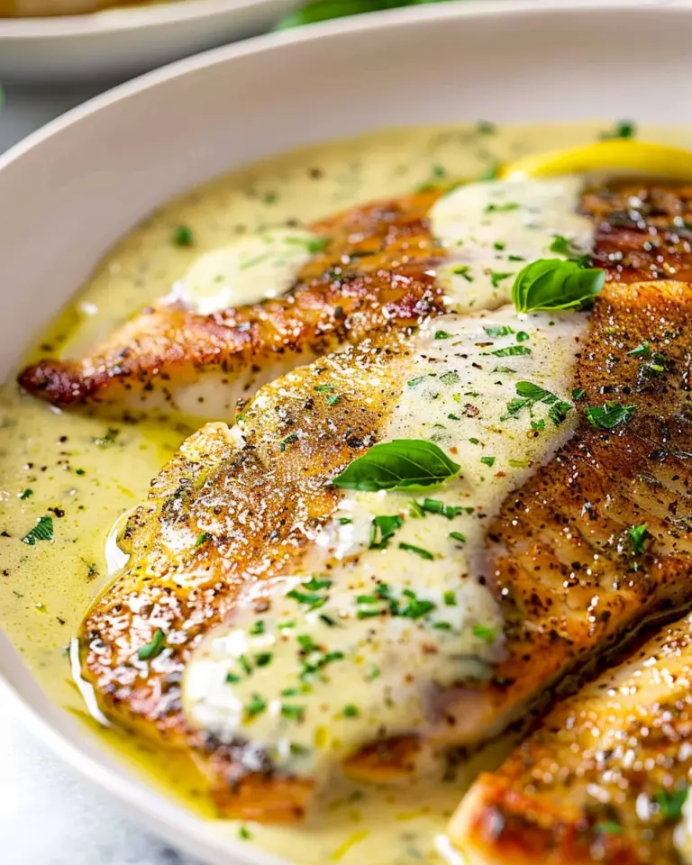 Pan Fry Tilapia with Pesto Cream Sauce
