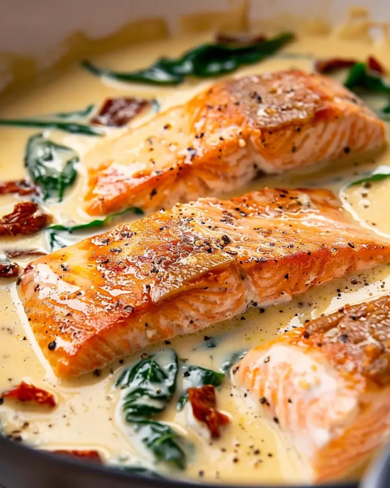 Tuscan Salmon with Parmesan Cream Sauce