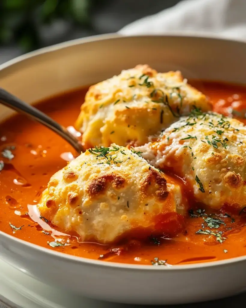 Tomato Soup with Cheddar Bay Dumplings