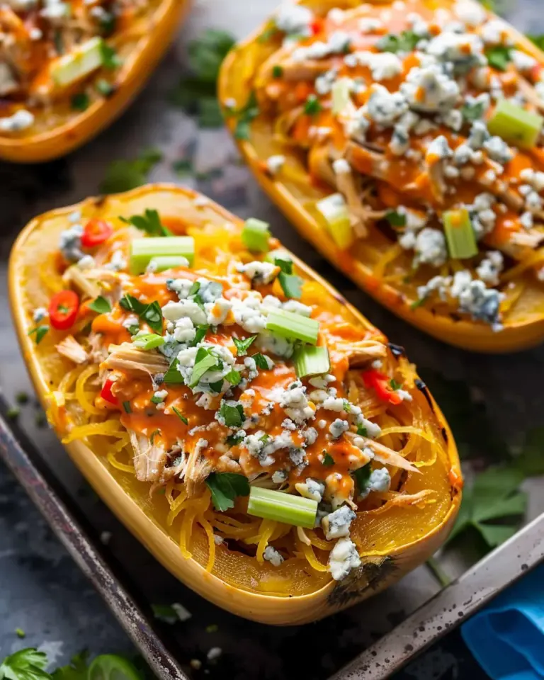 Buffalo Chicken Stuffed Spaghetti Squash