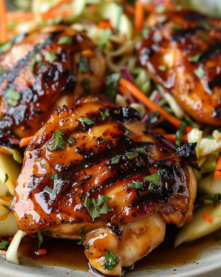 Sticky Apple Cider Chicken with Crisp Autumn Slaw
