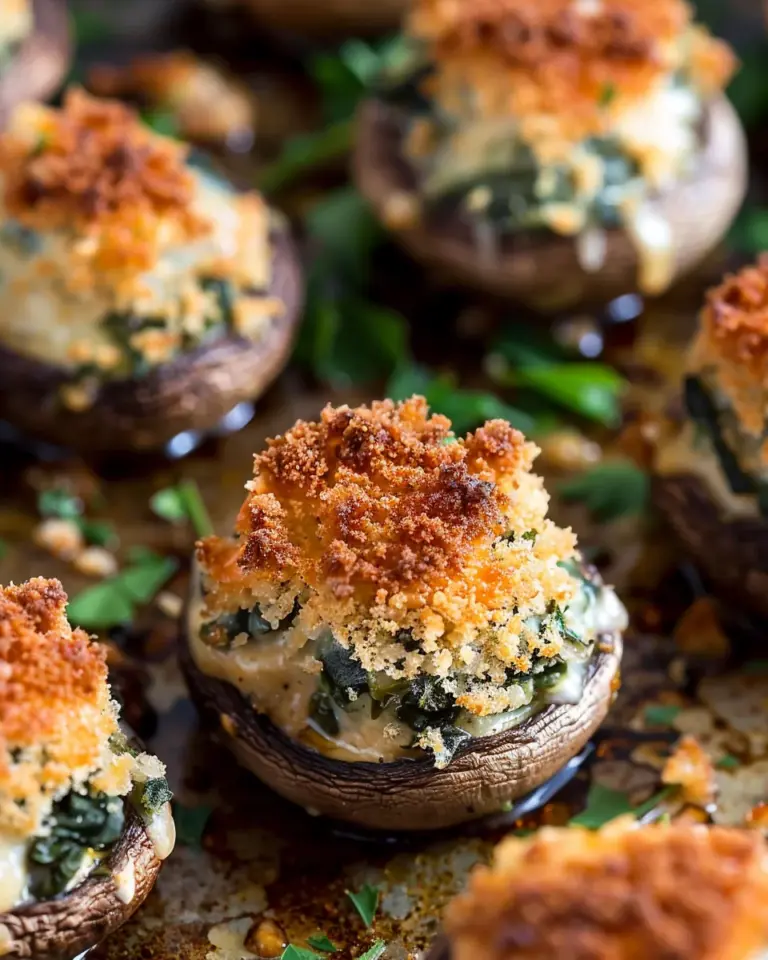 Cheesy Spinach Stuffed Mushrooms