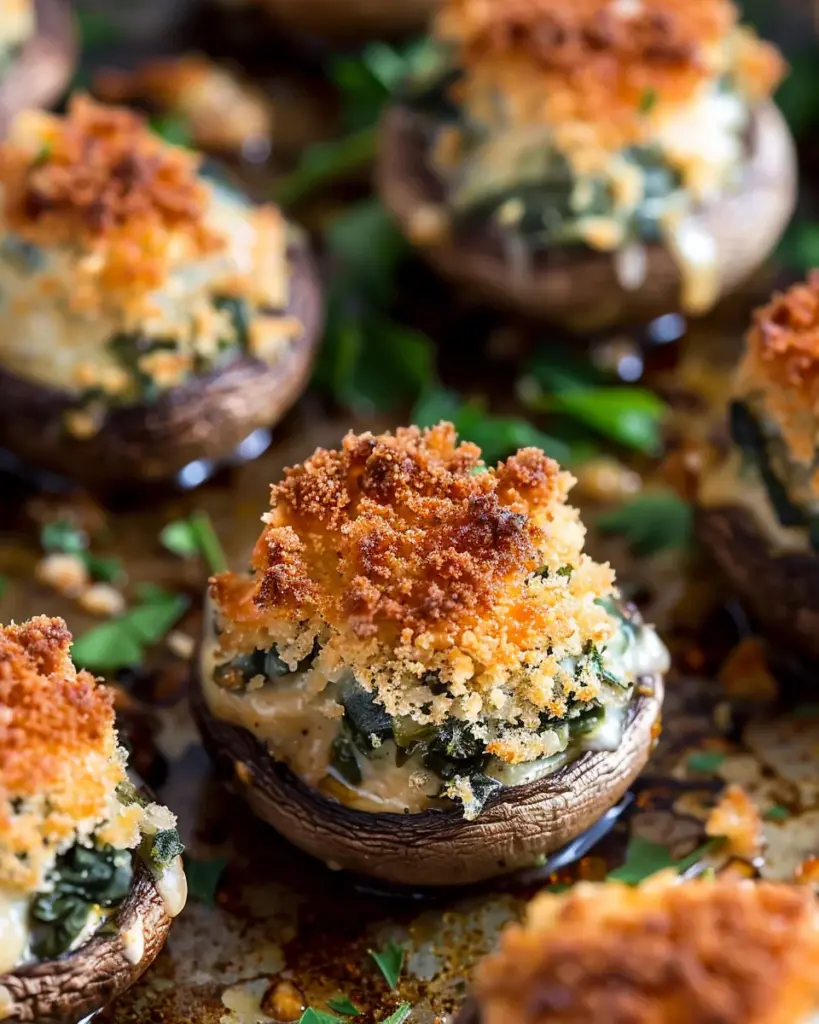 Cheesy Spinach Stuffed Mushrooms