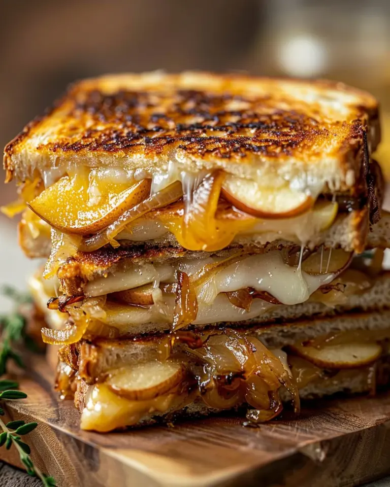 Pear & Apple Grilled Cheese With Caramelized Onions