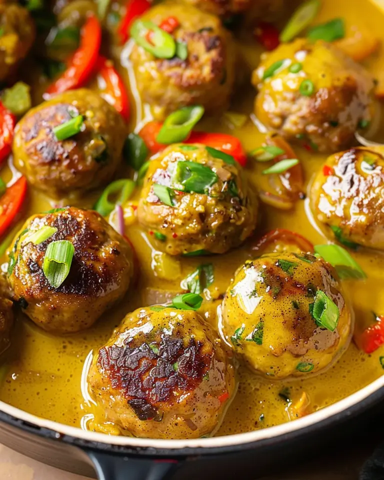 Jerk Meatballs In Coconut Curry Sauce
