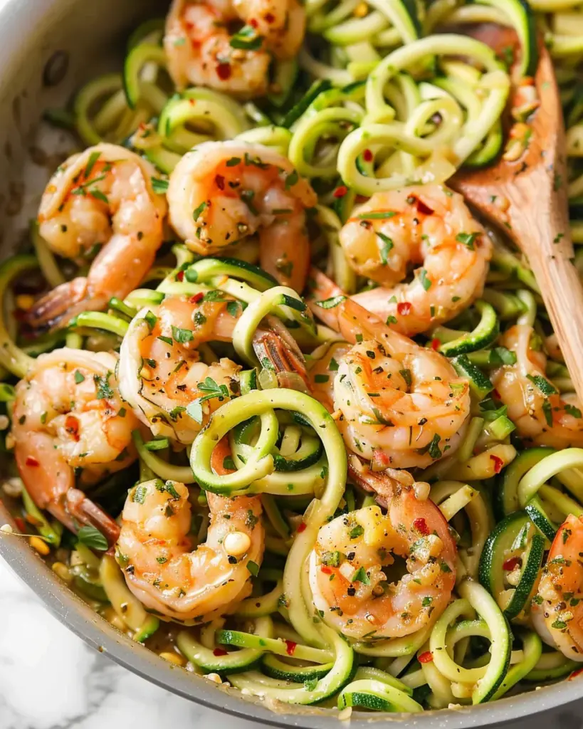 One Pan Garlic Shrimp And Zucchini Noodles