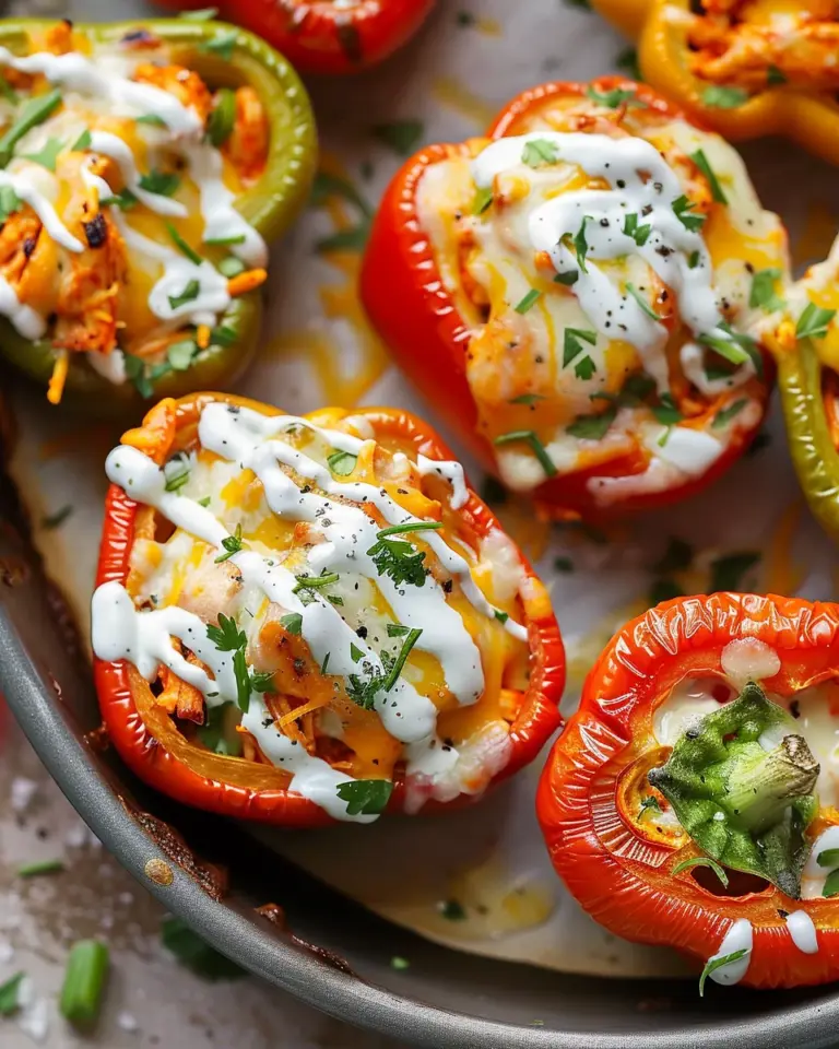 Buffalo Chicken Stuffed Peppers – Dairy Free & Low Carb