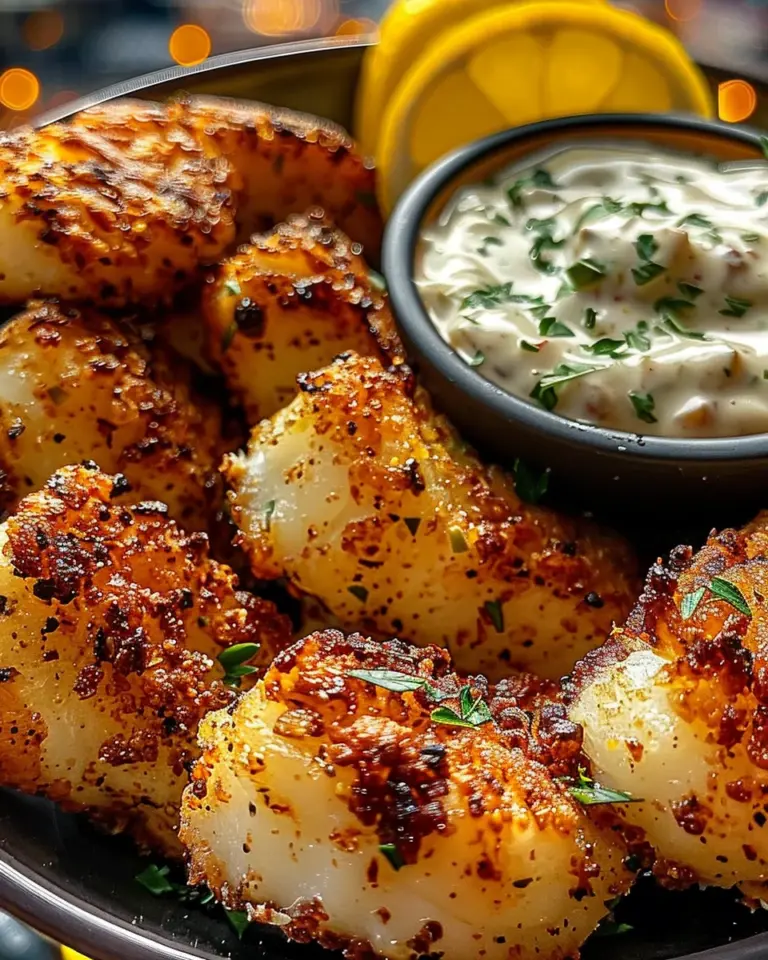 Garlic Butter Cod Bites with Creamy Lemon Herb Dip