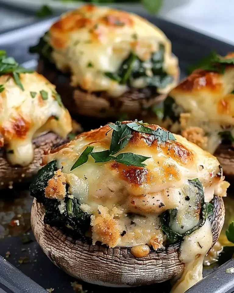 Spinach and Chicken Stuffed Mushrooms