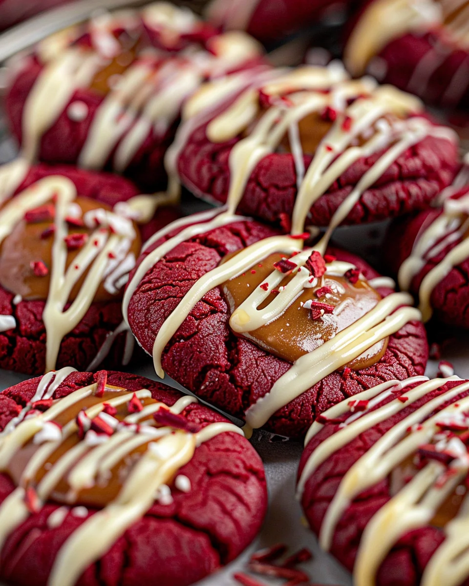 Caramel Filled Red Velvet Cookies
