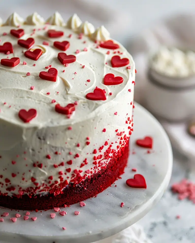 Red and White Valentines Cake