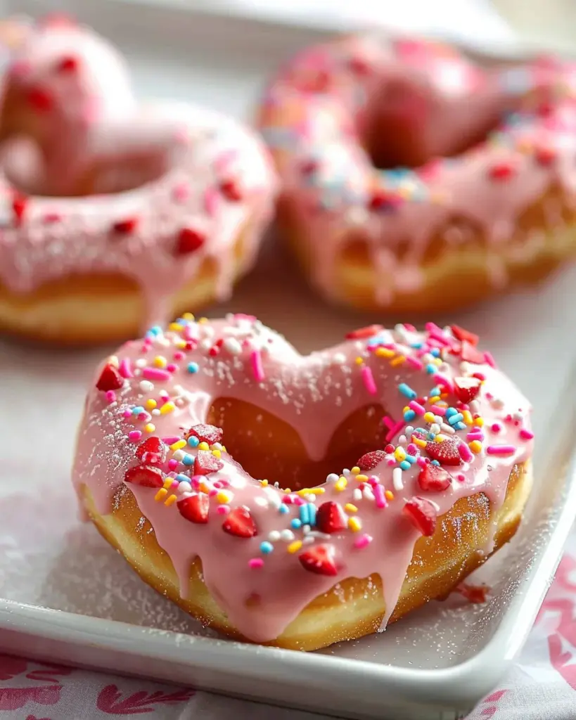 Strawberry Glazed Valentine Donuts