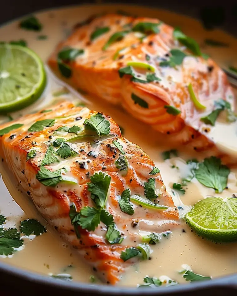 Poached Salmon in Coconut Lime Sauce