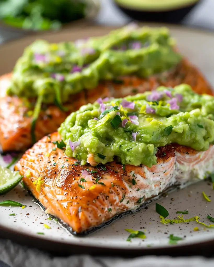Baked Salmon with Avocado Mash