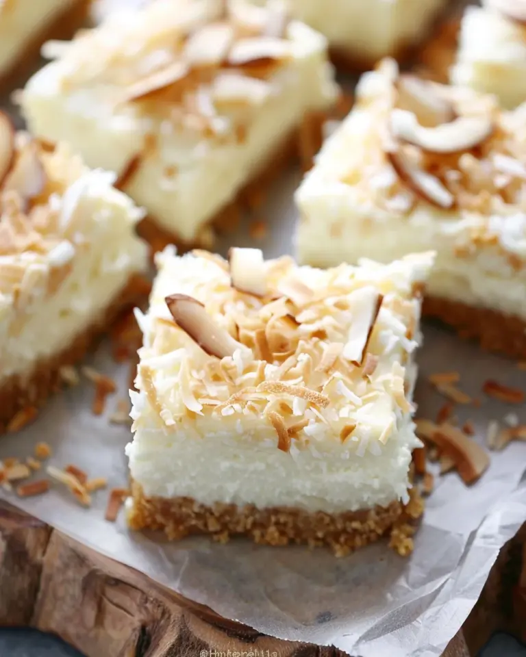 Skinny Coconut Cheesecake Bars