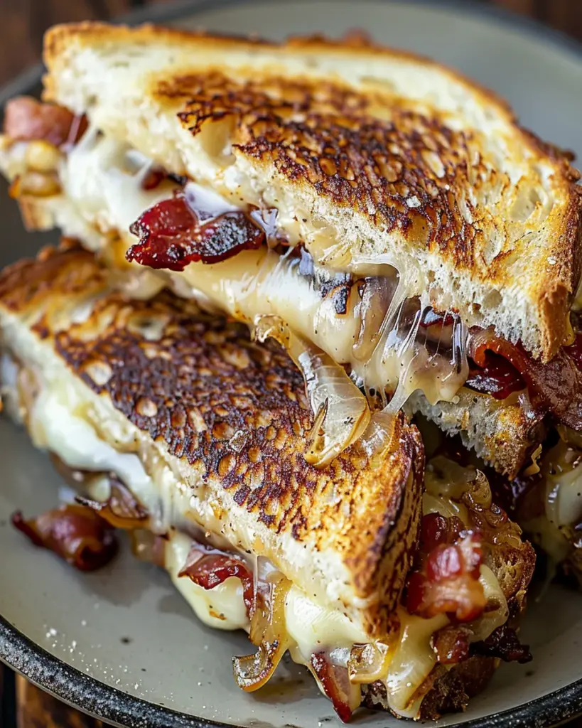 Bacon and Caramelized Onion Grilled Cheese Sandwiches