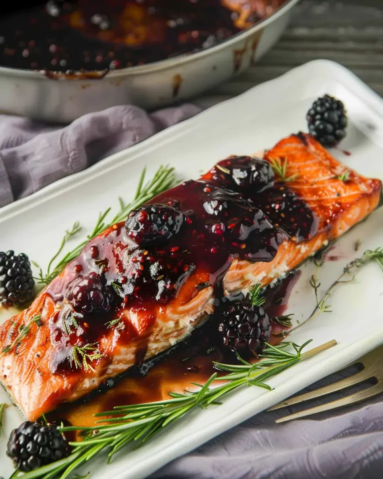 Oven Baked Salmon with Blackberry Barbecue Sauce