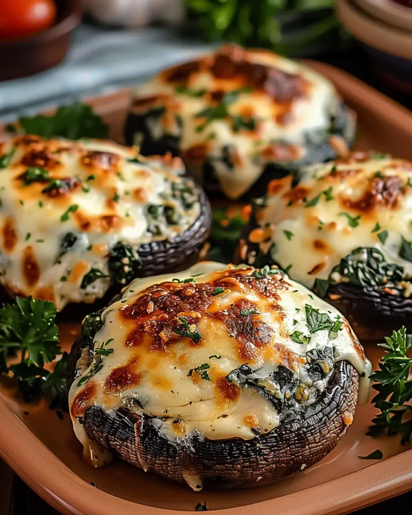 Spinach Cheese Stuffed Portobello Mushrooms