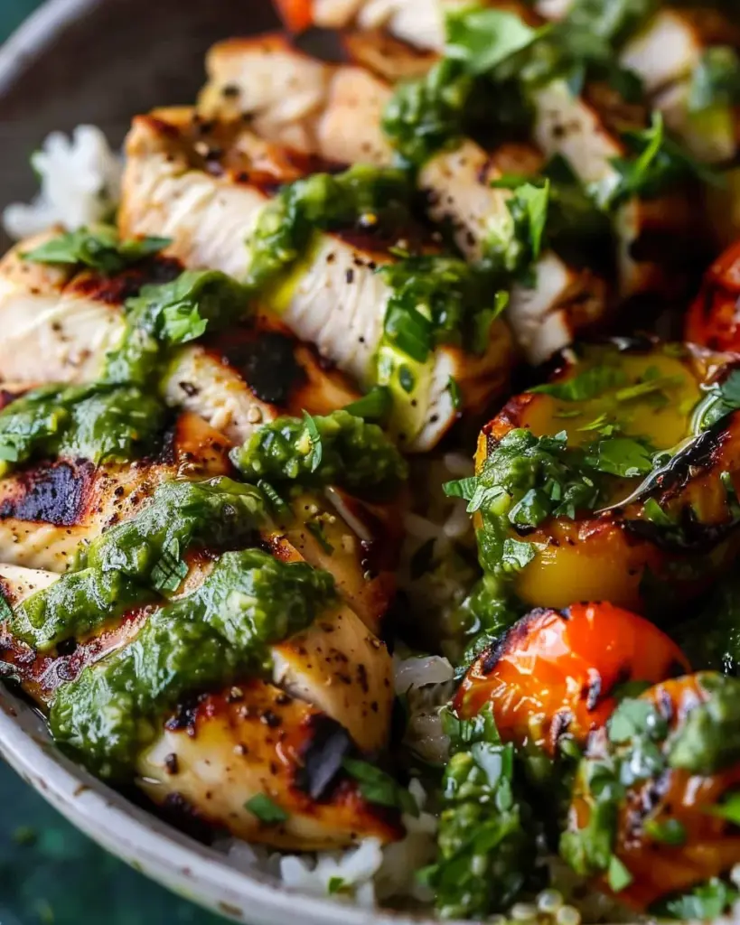 Chimichurri Grilled Chicken Bowl with Garlic Sauce