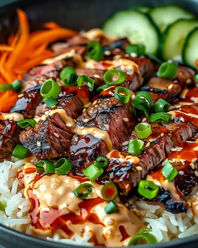 Irresistibly Easy Korean BBQ Steak Rice Bowls with Spicy Cream Sauce
