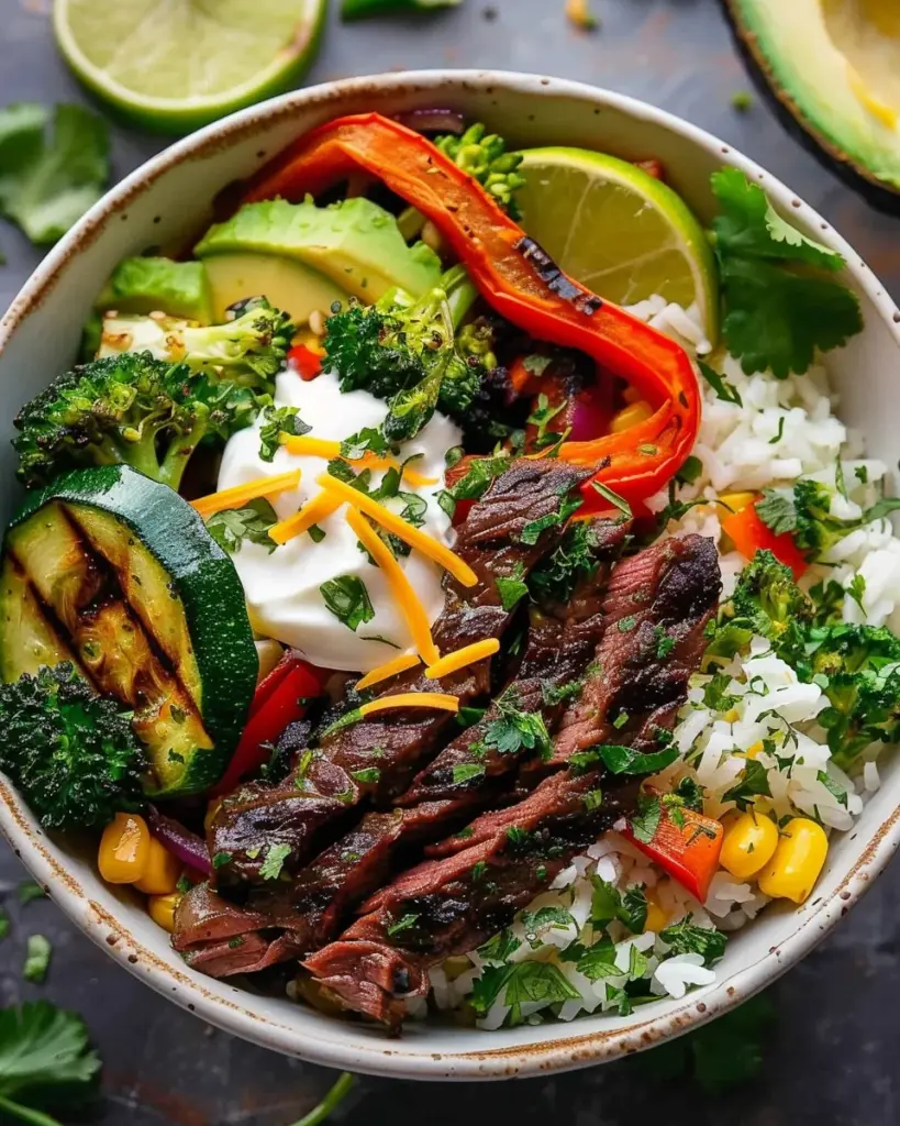 Easy Smoky Steak Bowl with Veggies and Rice