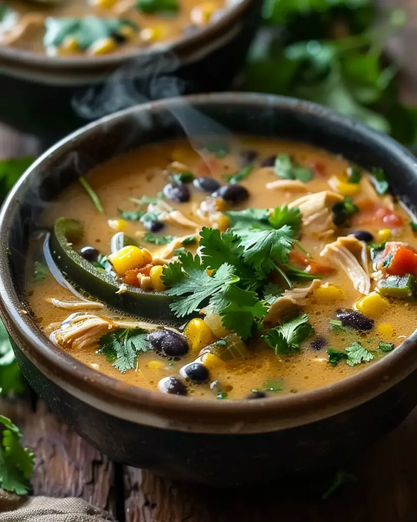 Chicken Poblano and Black Bean Soup