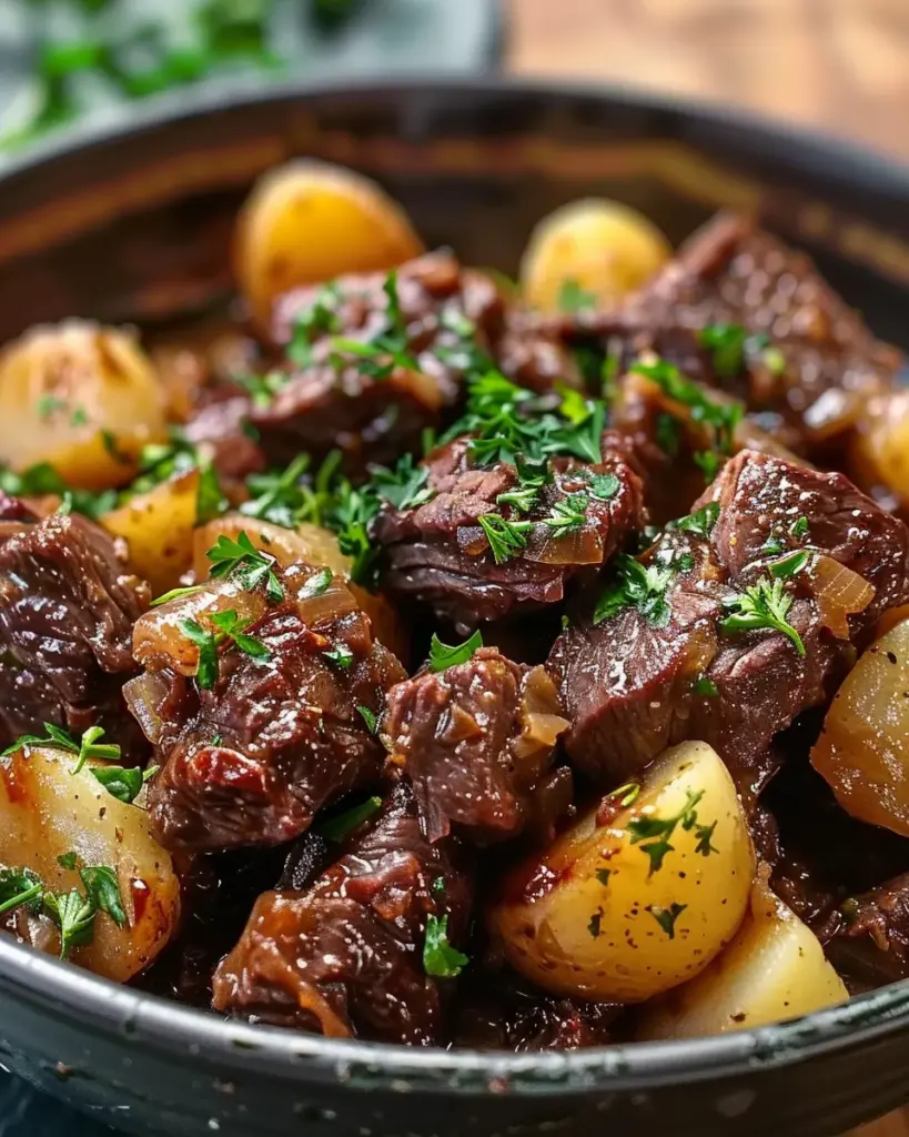 Slow Cooker Garlic Butter Beef with Potatoes