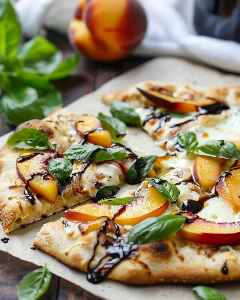 Easy Peach & Basil Naan Bread Pizza