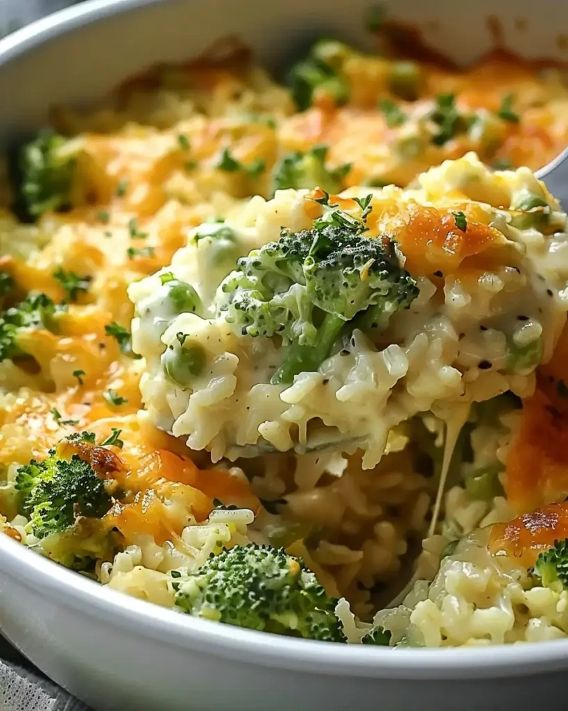 Creamy Cheesy Broccoli Rice Casserole